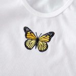Sexy butterfly embroidery Women Streetwear Summer Cropped - Image 5