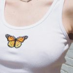 Sexy butterfly embroidery Women Streetwear Summer Cropped - Image 2